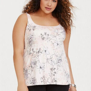 Torrid Pink Birch Beauty Floral Bow Back Tank in Size 1
